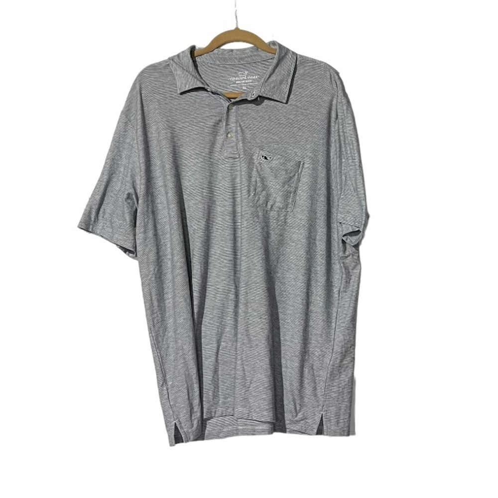Vineyard Vines Edgartown Polo Blue and White Striped Size XL Preppy Coastal